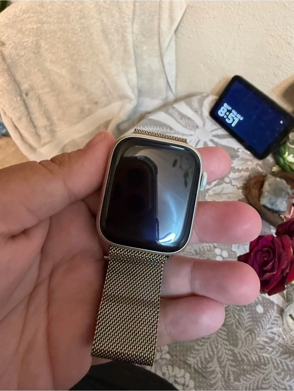 Apple Stainless Silver Smartwatch with Silver Milanese Band